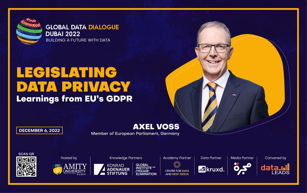 data_LEADS's tweet photo. We are honoured to have @AxelVossMdEP as a keynote speaker at #GlobalDataDialogue
He is the father of #GeneralDataProtectionRegulation and a Member of Parliament, in Germany
Join the event to witness his speech
Register Here: https://t.co/gwSvfxVANj
#data #dataprotection #GDD2022 https://t.co/NdaaT0MrZO