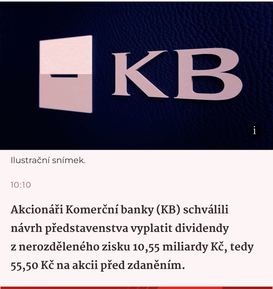 Nechci dělat chytráka, ale kdo na jaře říkal, že to přijde? 🤣 Za mě - máte-li volný kapitál, je to teď dobrá volba. Rozhodné datum k nároku na tuto mimořádnou dividendu bude 30.11. Takže tam právě na “ohřátí” posílám nějaké drobáčky 👍#kb #dividenda #sprostykapitalista
