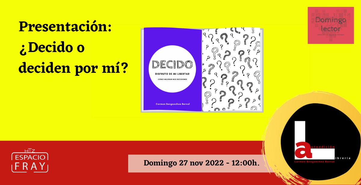 HortalezaPV's tweet photo. Al mediodía, habrá dos eventos literarios en #Hortaleza 📖
Domingo lector en el #EspacioFray con la presentación del libro #Decido 🤔 de Carmen Bengoechea Bernal
Sesión vermú en el @DanosTiempo con cuentacuentos 'Yo quiero tocar la Luna' 🌝 de la escritora #AlmudenaOrtega https://t.co/GIJptkhzEO