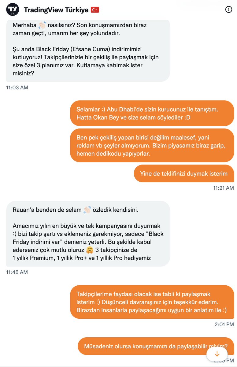 Efloud's tweet image. Merhabalar,

@tr_tradingview herhangi bir koşul talep etmeden aranızdan 3 kişiye 1 yıllık Premium, 1 yıllık Pro+ ve 1 yıllık Pro hediye edeceklerini söyledi :)

Şart: Seçim yapabilmem için bu tweet&apos;i RT yapmanız.
Not: Black Friday indirimleri için son günleriymiş, bakın derim.