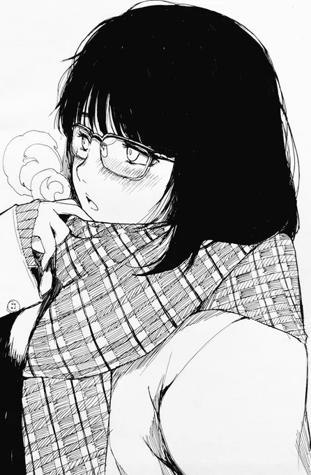 個人的にメガネには"地味"を求めるがそれ以上に"儚さ"が重要なので、うるせー!!と叫びながら儚さで地味を殴打する絵ばっかになっているのである。 