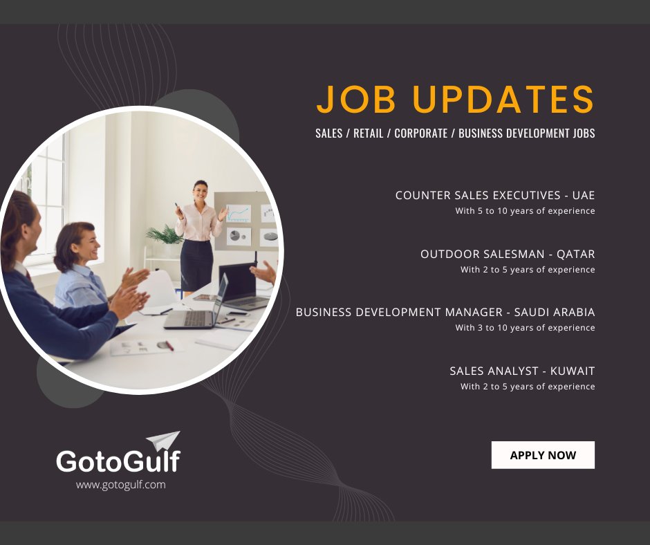 GotoGulf's tweet photo. Click on the below link to apply for the job vacancies,
https://t.co/Zc4HimtsUS

#gotogulf #jobs #middleeast #jobseeker #recruitment #sales #retail #corporate #business #development #manager #countersales #executive #outdoor #analyst #saudiarabia #qatar #uae #kuwait https://t.co/N5lW8CFz4P