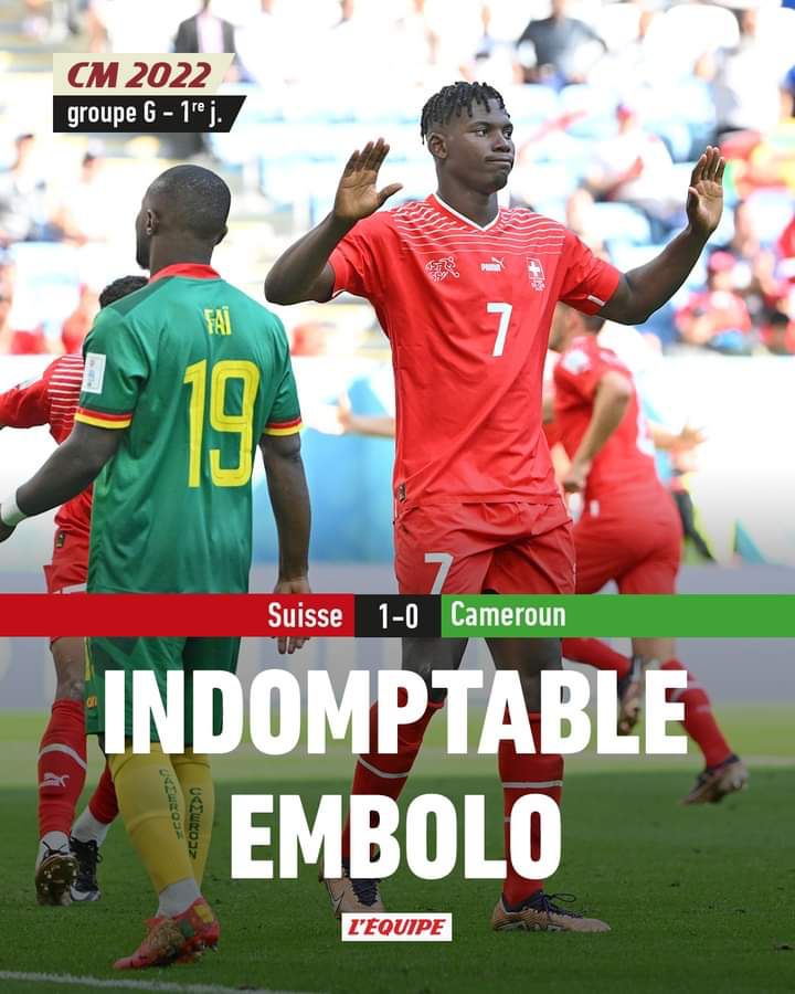 L'Allemagne ! L'argentine ! Ils ont tous deux perdus leur premier match. C'est pas grave les gars. Un lion 🦁 se reconnaît à sa capacité à se relever. Prochain repas la Serbie. On sera sans pitié. Grrrrrrrrrrr 
#FIFAWorldCup #SuisseVsCameroun 
<a href="/FecafootOfficie/">Fecafoot-Officiel</a>