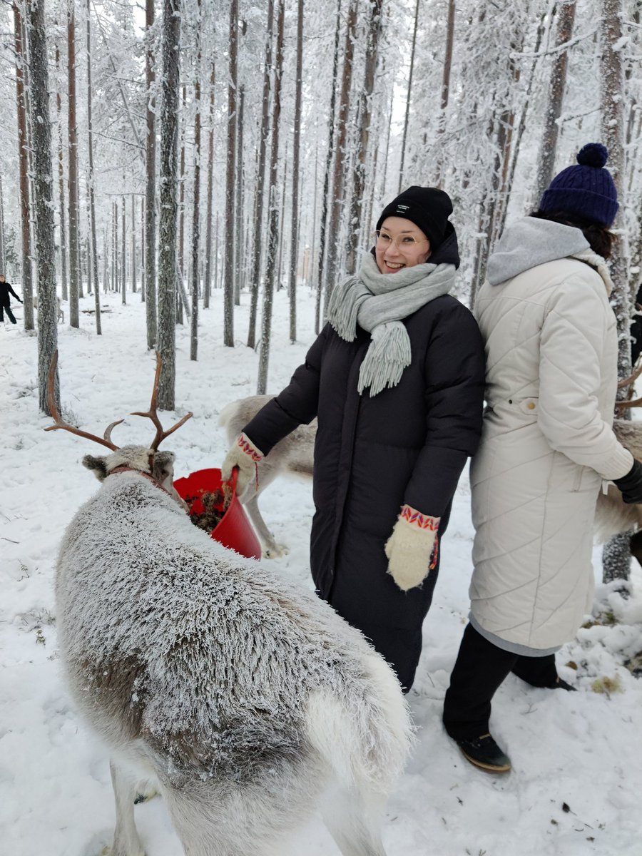 BcoTg's tweet photo. Afternoon non-scientific session was succes! Feeding and cuddling reindeers at reindeer farm Eanan Levi.🥰 Thank you for the amazing experience! More pics in comments!  #eananlevi #finndismice #visitlevi https://t.co/t5CVjkfJ4L