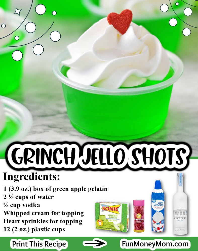 ❤️ GRINCH JELLO SHOTS ❤️
Recipe here: funmoneymom.com/grinch-jello-s…

There's no better way to get the Christmas party started!