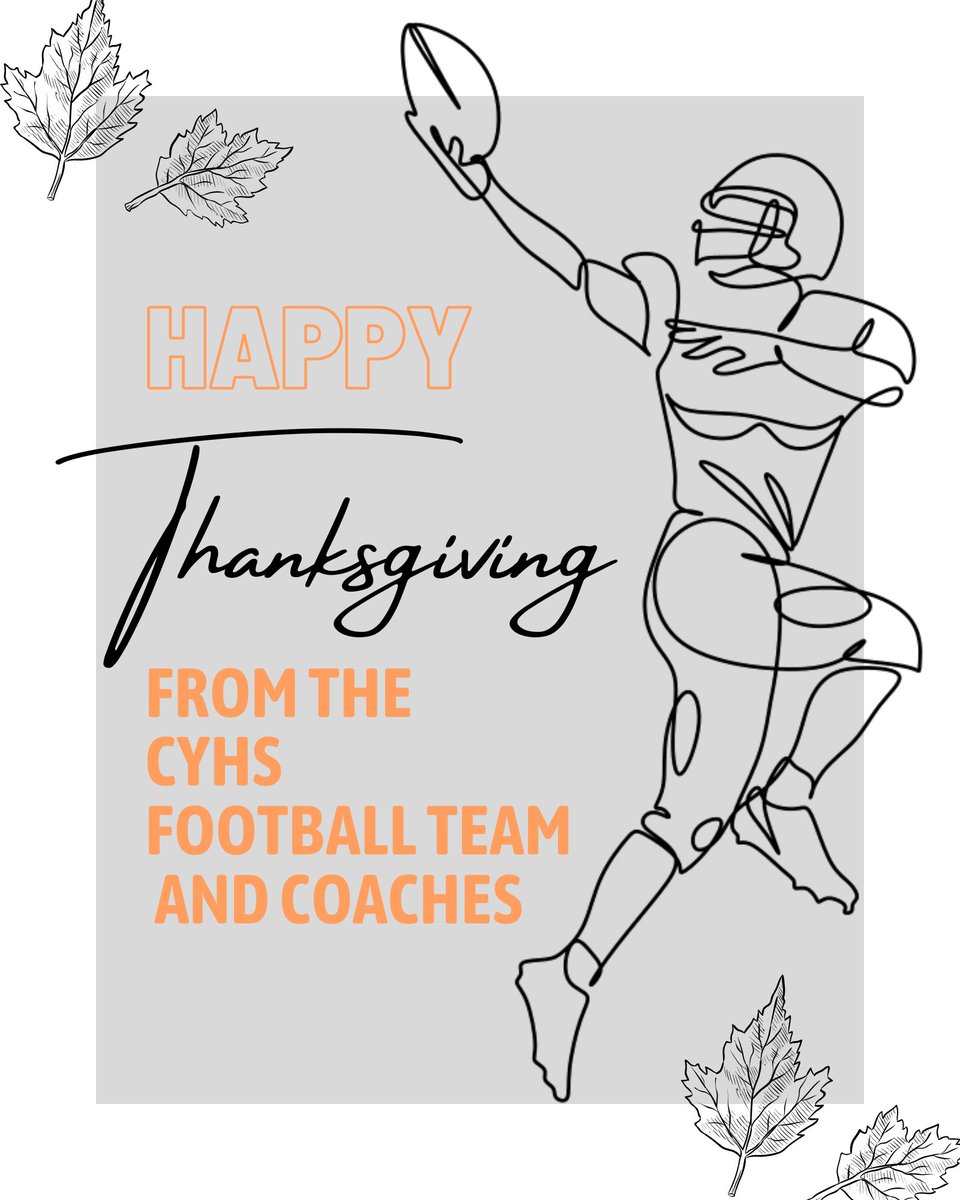 centralyorkFB's tweet photo. Happy Thanksgiving from the Central York Football Program!! We want to say THANK YOU to our Coaches Administration, Athletic Director, Parents, Fans and Supporters!  We hope you all will have a safe and happy holiday break 🏈🍁 Thank you for all your support year round!! https://t.co/J9k0TWvc5t