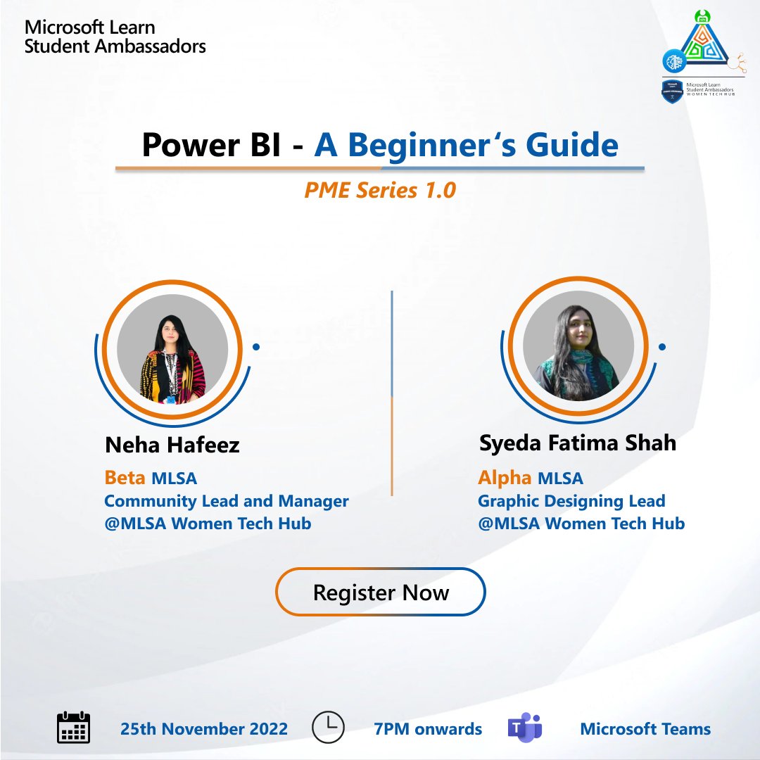 mlsa_wthub's tweet photo. "Strive for Progress, not Perfection"
The PME Series 1.0 is going to be held on November 25. Don't miss the chance to enhance your technical skills. These series are going be very productive and significant for all the attendees.
#msftignite #mlsa #PowerBI #dataanalysis https://t.co/mVXtQFsAVZ