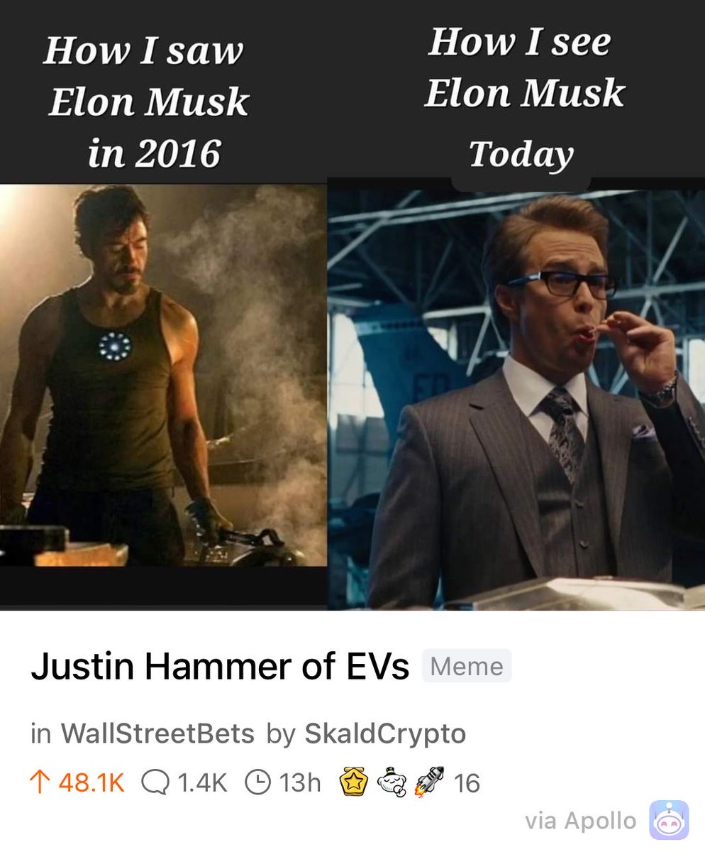 Wow it’s pretty crazy the WallStreetBets subreddit hates Elon now too lol https://t.co/C7TJAyBaOA