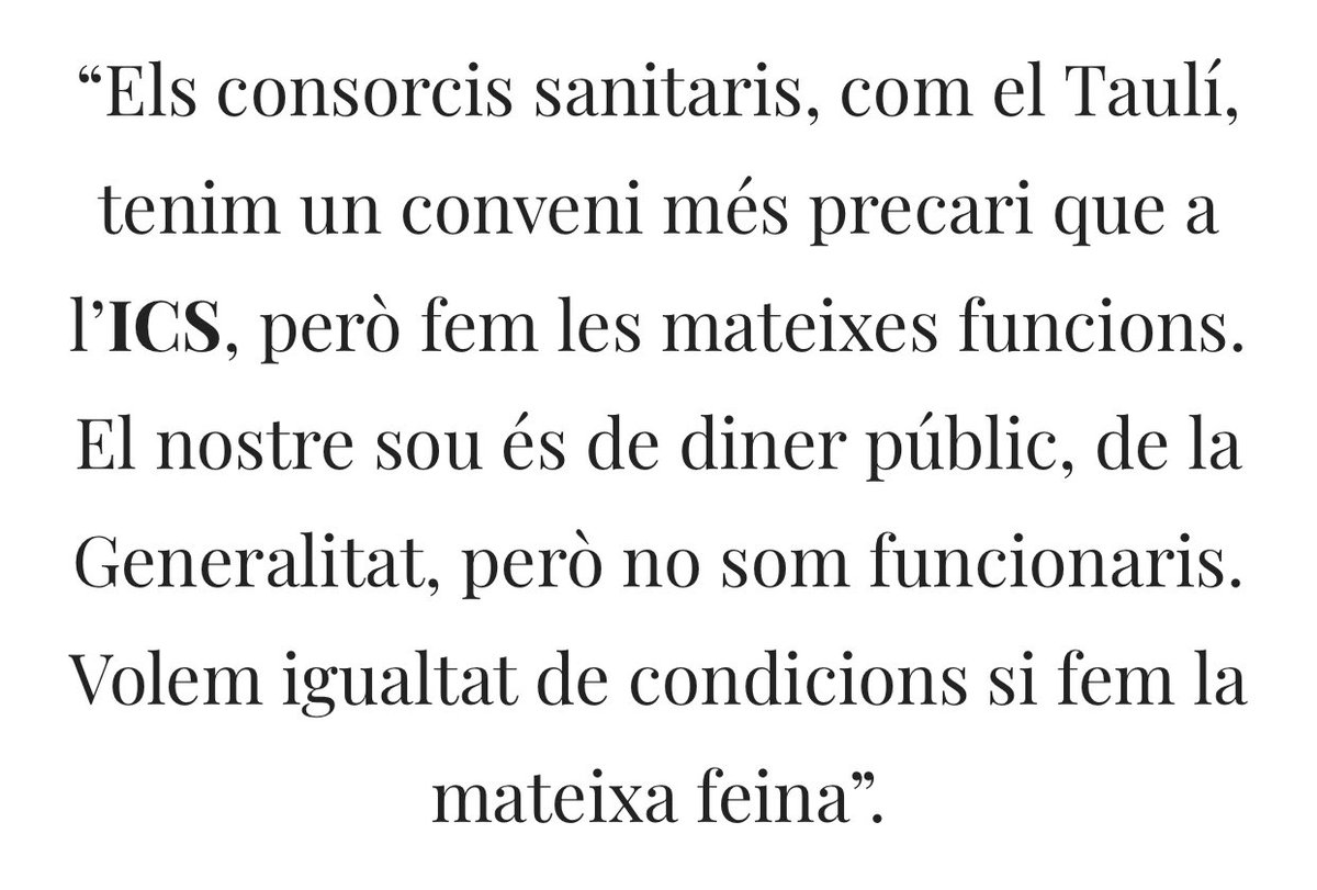 Hola <a href="/parctauli/">Consorci Corporació Sanitària Parc Taulí</a>, quan desperteu ja no quedarà ni una infermera a l’Hospital.
Espavileu, poseu “ordre” a Recursos Humans i on correspongui, i comenceu a pensar ja en els vostres treballadors. 
Que circuli si us plau🙏🏻