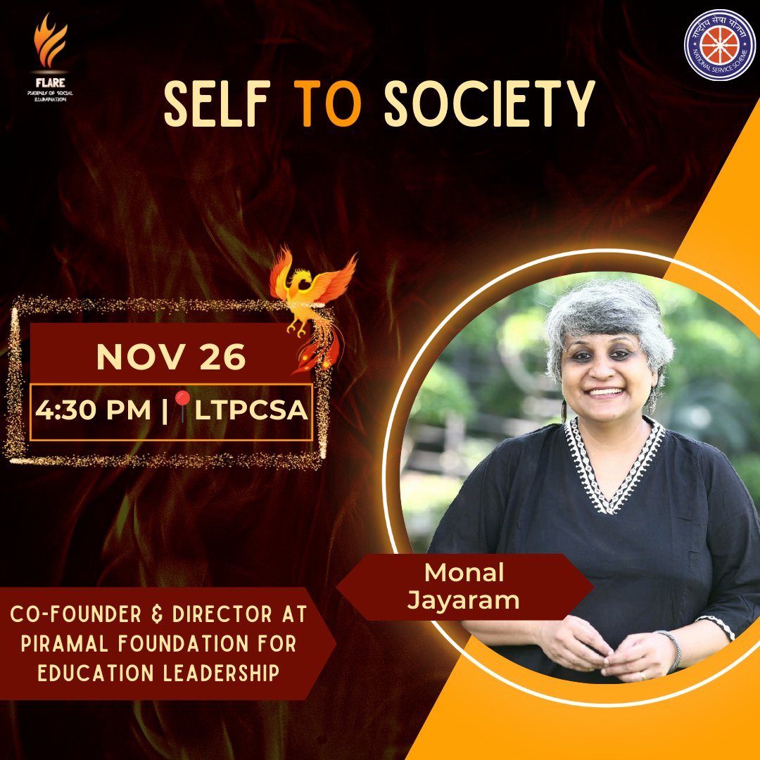 nss_iitb's tweet photo. NSS IIT Bombay is pleased to host Monal Jayaram, co-founder and director at Piramal foundation for a talk-themed ‘Self To Society" under FLARE’22.

#NSS #nssiitb #iitbombay #iitb #college #flare #flagship #flash #event #piramalfoundation #gandhifellowship #education https://t.co/IYYIZxo68B