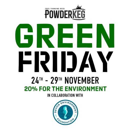 Forget #BlackFriday let's do #GreenFriday with 20% of sales going to <a href="/devon_enviro/">Devon Environment Foundation</a> this weekend you can buy beer, help nature, feel good! 
shop.powderkegbeer.co.uk 
#craftbeer #beer #GoGreen #craftnotcrap #SmallBusiness #independent