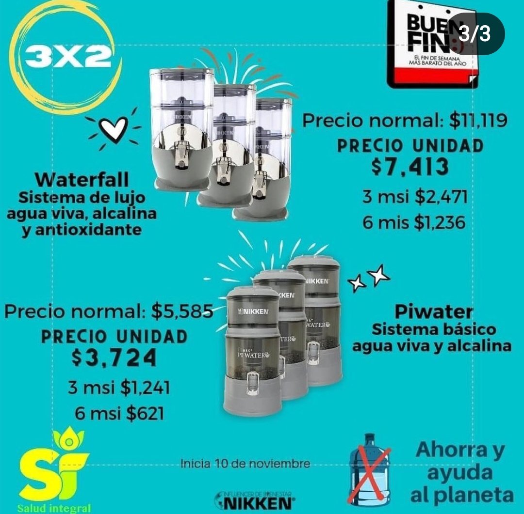 RosiquiB's tweet photo. Se va la MEJOR #promo del año‼️ Sólo hoy y mañana para que te lleves tu sistema de agua #Nikken a un súper precio y dejes de cargar #garrafones!! ✅ Contactame 📱 5526995246 #rosiquibalance #agua #aguaalcalina #salud #belleza #bienestar #healthy #BeNikken #FelizJueves https://t.co/hQVPTElRx1