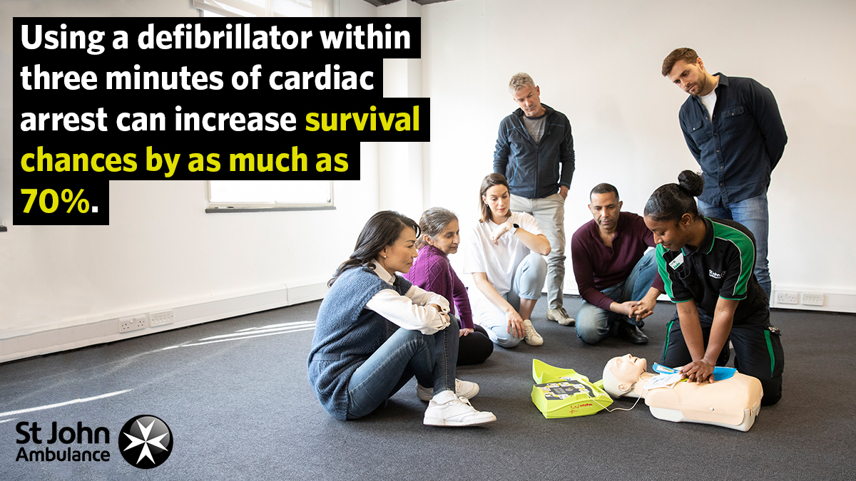 stjohnambulance's tweet photo. Ask us why defibrillators save lives. ⚡

Save the life of a loved one at home, a colleague at work, or a stranger in the street by using a defibrillator.

Want to learn more? Our defibrillator buying guide can help you find which one is right for you:  https://t.co/mSAfP0TF5h https://t.co/GyDAJDLgPf