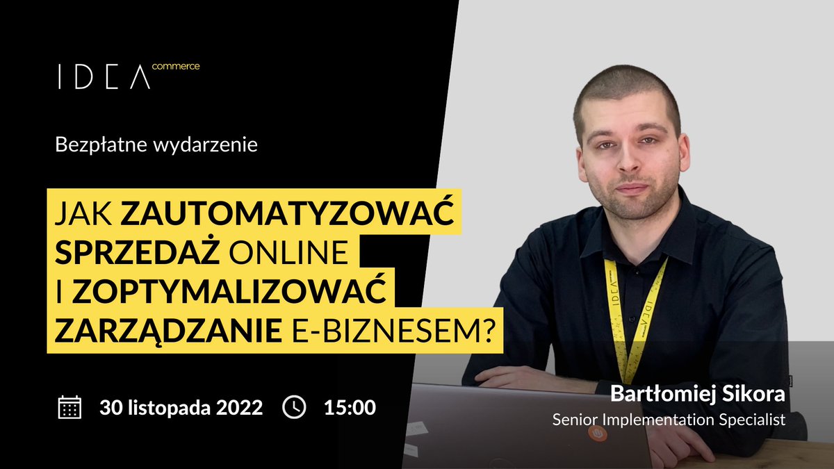 IdeaCommerceSA's tweet photo. Okres przedświąteczny to wyzwanie dla prowadzących sprzedaż online. Jeśli nie korzystasz z automatyzacji sprzedaży lub jesteś niezadowolony z efektywności aktualnie stosowanych rozwiązań, sprawdź jak możesz zamienić kolejny wzrost zamówień w realny sukces. 
Zapisz się na #webinar https://t.co/DMLNobH5CQ