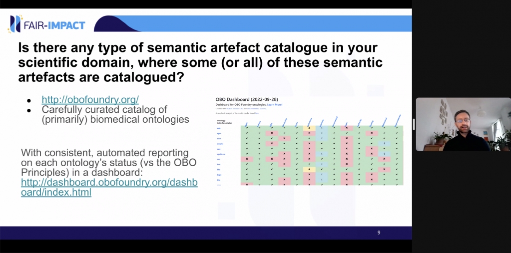 BlueCloudEU's tweet photo. Very nice to see @plbuttigieg @GOOSocean and @BlueCloudEU  colleagues attending the @fairimpact_eu #SynchronisationForce on #Metadata,presenting the OBO Fountry Registry &amp; other catalogues in use by #biodiversity groups dealing with semantic artefacts
 https://t.co/AO2JnWFd86 https://t.co/4UTuhV5D9L