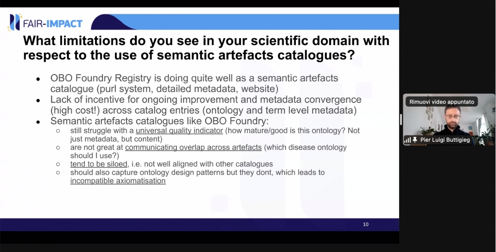 BlueCloudEU's tweet photo. Very nice to see @plbuttigieg @GOOSocean and @BlueCloudEU  colleagues attending the @fairimpact_eu #SynchronisationForce on #Metadata,presenting the OBO Fountry Registry &amp; other catalogues in use by #biodiversity groups dealing with semantic artefacts
 https://t.co/AO2JnWFd86 https://t.co/4UTuhV5D9L