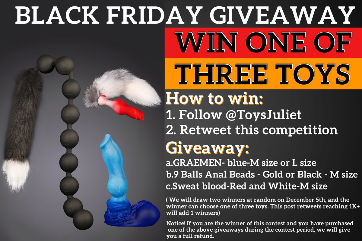Juliet & Martin's Toy Store (@toysjuliet) on Twitter photo 🖤BLACK FRIDAY GIVEAWAY!🖤
To celebrate our biggest sale of the year, we will draw two winners at random to give away one of the three toys below!🥳🔥
📢How to win:
1. Follow <a href="/ToysJuliet/">Juliet & Martin's Toy Store</a>
2. Retweet this competition
👉Check out our toys here:bit.ly/3VmbKwX 🖤BLACK FRIDAY GIVEAWAY!🖤
To celebrate our biggest sale of the year, we will draw two winners at random to give away one of the three toys below!🥳🔥
📢How to win:
1. Follow <a href="/ToysJuliet/">Juliet & Martin's Toy Store</a>
2. Retweet this competition
👉Check out our toys here:bit.ly/3VmbKwX