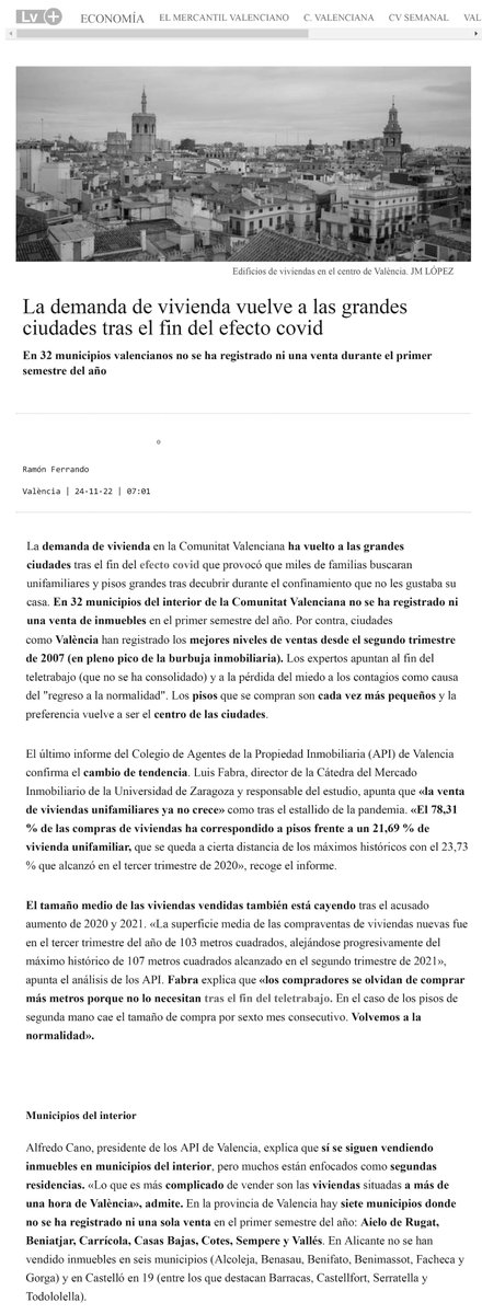 COAPI_Valencia's tweet photo. ๐ฃ @levante_emv publica un artรญculo en el que recogen datos del Informe sobre el mercado de la vivienda de @COAPI_Valencia, con declaraciones del pte. del Colegio, Alfredo Cano y @luisfabra_ , responsable del estudio.
#YoSoyApiValencia #InformeMercado #Vivienda #Valencia https://t.co/zphCW2Cf5C