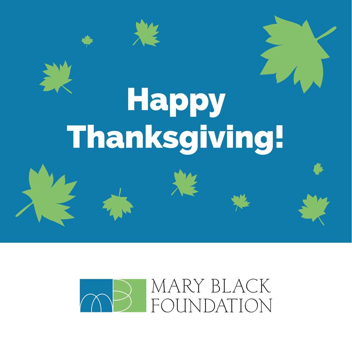 Wishing you a restful and healthy holiday filled with gratitude. Happy Thanksgiving from all of us at the Mary Black Foundation. #Thanksgiving