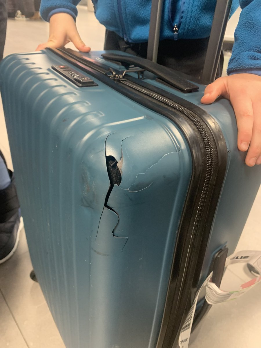 orlahk's tweet photo. Hey @marksandspencer, @Finnair damaged my suitcase and they said they won’t compensate unless someone can confirm in writing it can’t be repaired. Bought from you, can you confirm you have no magic dust to fix this? Any chance someone can give me a note? https://t.co/zXYirQtjZg