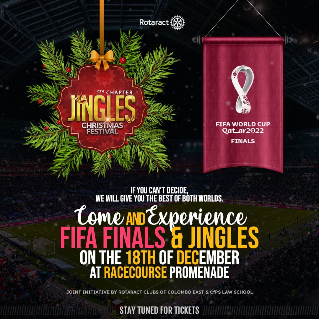 ColomboEast's tweet photo. Don’t wanna go out cause of the match?
 
Don’t Worry we got you covered! Come down to Racecourse on the 18th of December to experience both Jingles and the FIFA World cup 2022 on a big screen with your friends and family ✨ https://t.co/cxNoRApGJB
