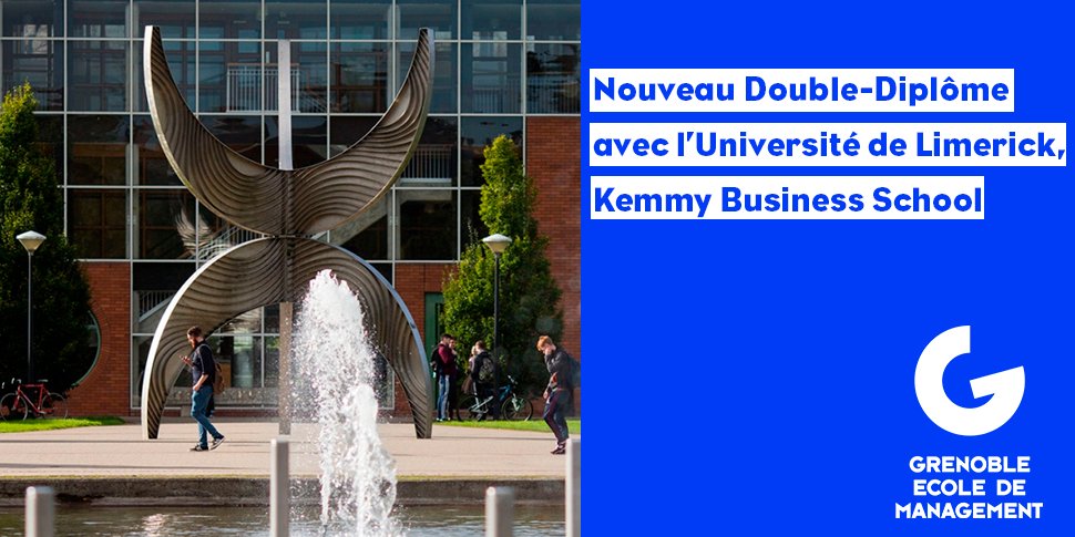 Grenoble_EM's tweet photo. 📣@Grenoble_EM propose un nouveau double-diplôme en partenariat avec Kemmy Business School, Université de Limerick, triple accréditée EQUIS, AMBA, AACSB.

Ce cursus inédit s’adresse aux étudiants du Programme Grande Ecole qui pourront profiter de son campus spectaculaire ! https://t.co/Fceoq7yKNF