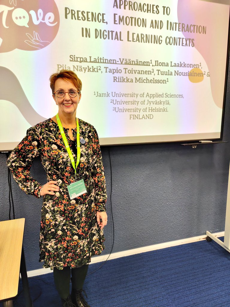 EssiRyy's tweet photo. Thank you @VSirpa &amp; @TOVEhanke team for an inspiring presentation and workshop abt #presence #emotions &amp; #interaction in digital learning contexts. 💫 https://t.co/5pIPQsxHgI