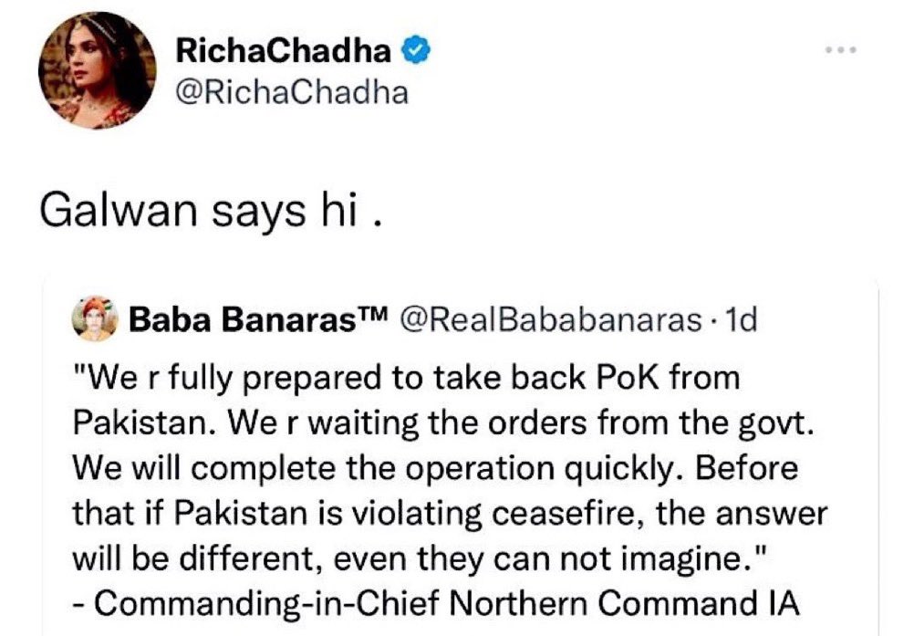 iVishnuManchu's tweet photo. What is wrong with this woman???? How can you even imagine such a horrid line? Everyone in the armed forces should be worshipped if not anything else’s for their service to our great country. Just hurts to see such ungrateful Indians. https://t.co/zOD5w9QZi7