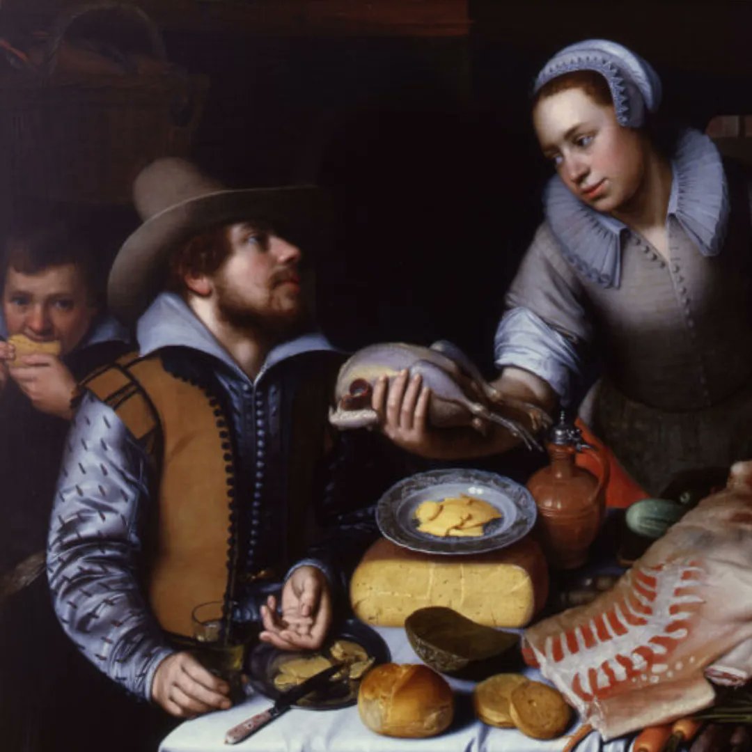 Your eyes meet across a crowded banquet table. Under his smoldering gaze, your mind goes blank and all you manage to say is, "Oh hey... Do you want this chicken?"

Wishing you rest and enjoyment in the bounty of this day.

[Image: Cornelis Engelsz, The Supper at Emmaus (1612)]