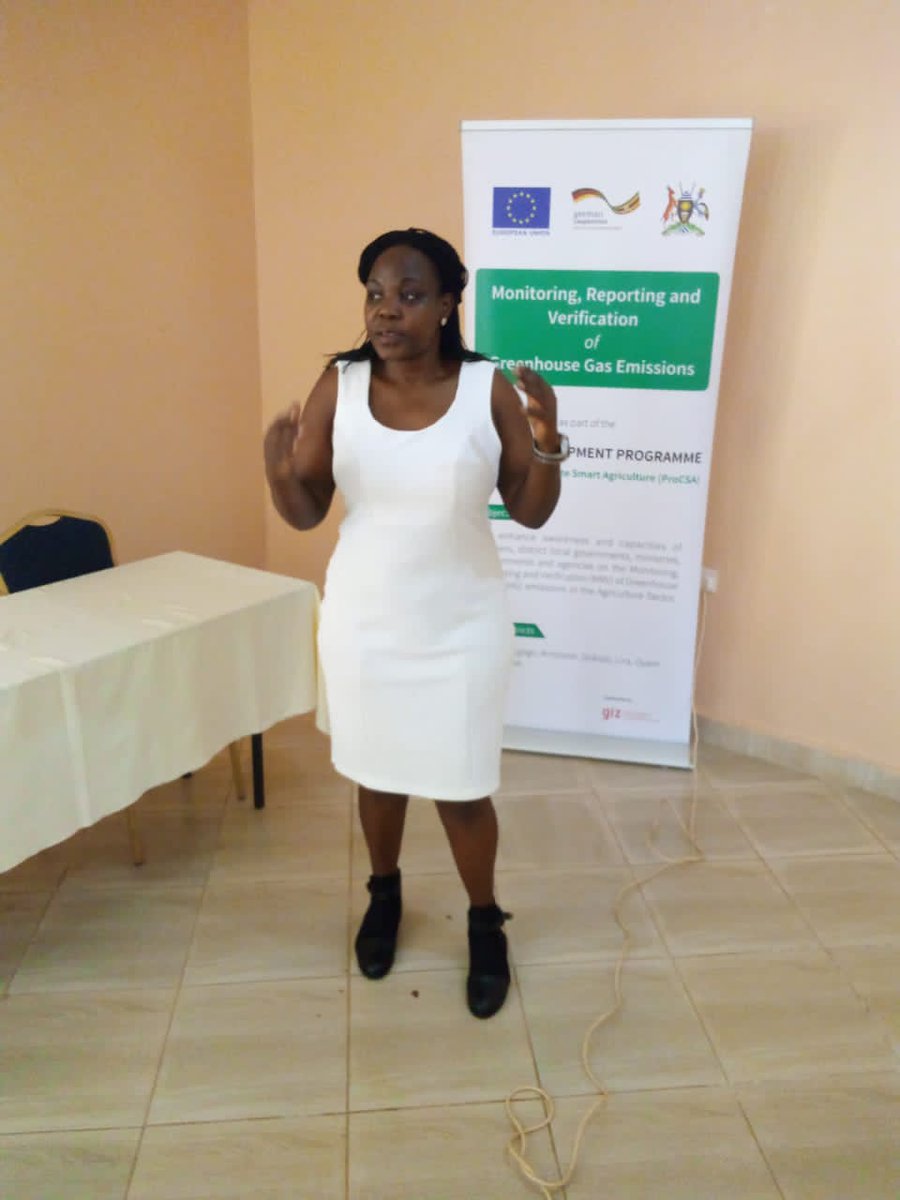 giz_uganda's tweet photo. Salome Alweny, PRUDEV's Climate Change Advisor says the data collection template is important for collecting data relevant for ascertaining how much Greenhouse Gas (GHG) farmers' activities add to or remove from the atmosphere. #ProCSA #PRUDEV is funded by @BMZ_Bund & @EUinUG https://t.co/CEXJsoiw3G