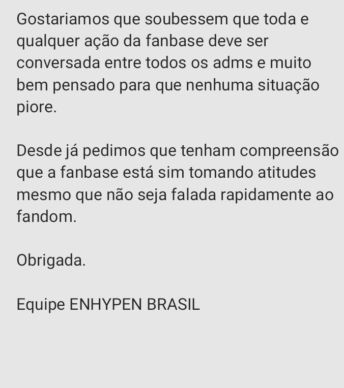 ENHYPENBrasil_'s tweet photo. ⚠️ COMUNICADO SOBRE AS AÇÕES DA FANBASE DIANTE DAS POSTAGENS DE OUTROS PORTAIS⚠️ https://t.co/XilyQqP088