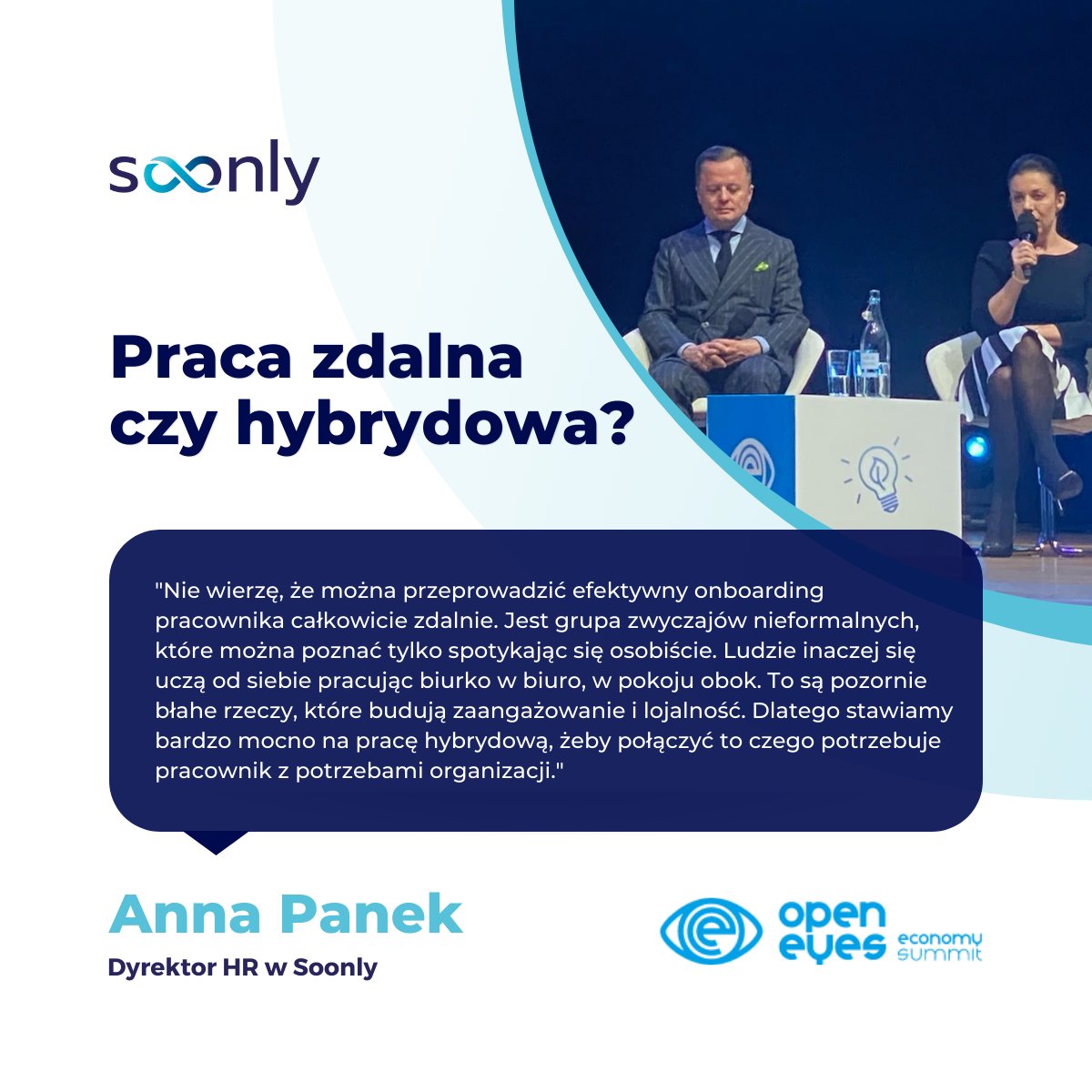 soonlyfinance's tweet photo. Co zyskuje praca, kiedy przestaje być centrum życia? O tym rozmawiała Anna Panek, dyrektor HR w Soonly podczas @OpenEyesEconomy w Krakowie.
👩🏼💼 Zapraszamy do zapoznania się z fragmentami wypowiedzi! #soonly #HR #Kraków #kongres #OEES https://t.co/Olh9749K2M
