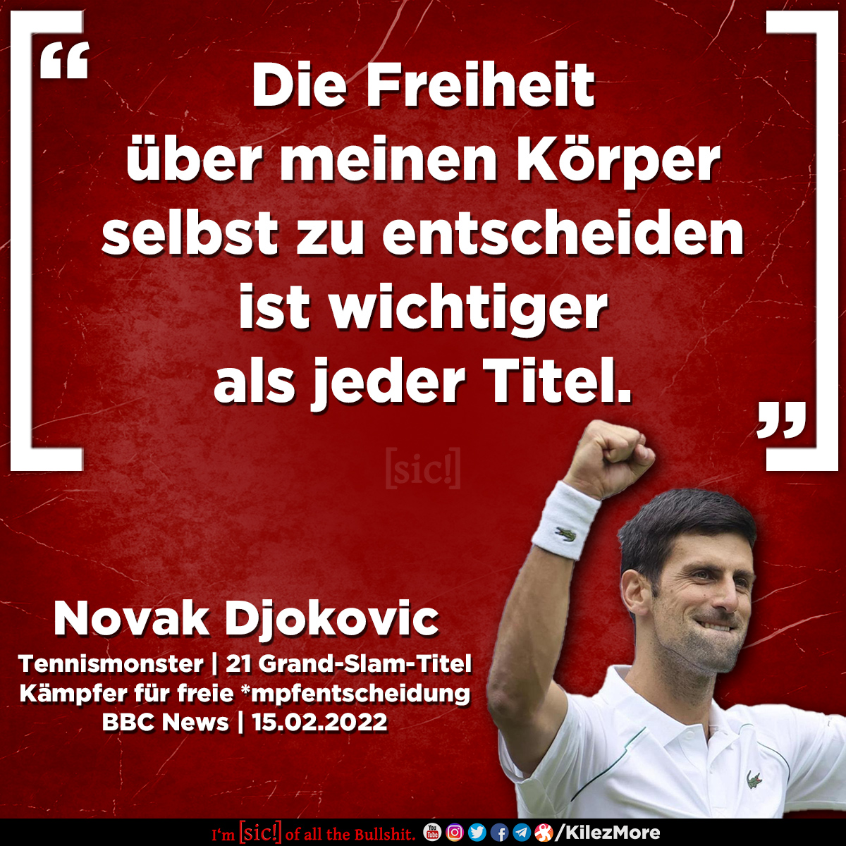 🎾 #NovakDjokovic - Er war bereit für die #Freiheit das zu opfern was er liebt &amp; wofür er sein Leben lang gearbeitet hat. 🔥 Die Wenigsten haben auch nur halbsoviel Mut. 💯

Vor der Haltung - einzustehen für das an was man glaubt, komme was wolle - hab ich den größten Respekt. 🙏