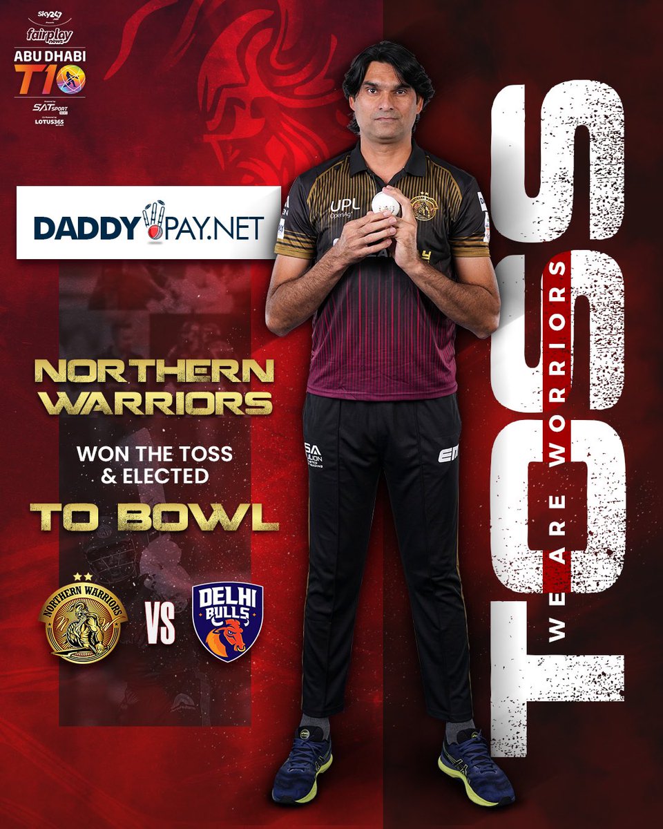 nwarriorst10's tweet photo. Northern Warriors won the TOSS 🪙 and we will be chasing 🏃🏻 in our first match! 🔥

#NWvDB #NorthernWarriors #AbuDhabiT10 #InAbuDhabi @T10League @DelhiBullsT10 https://t.co/EgHpmgnPHO