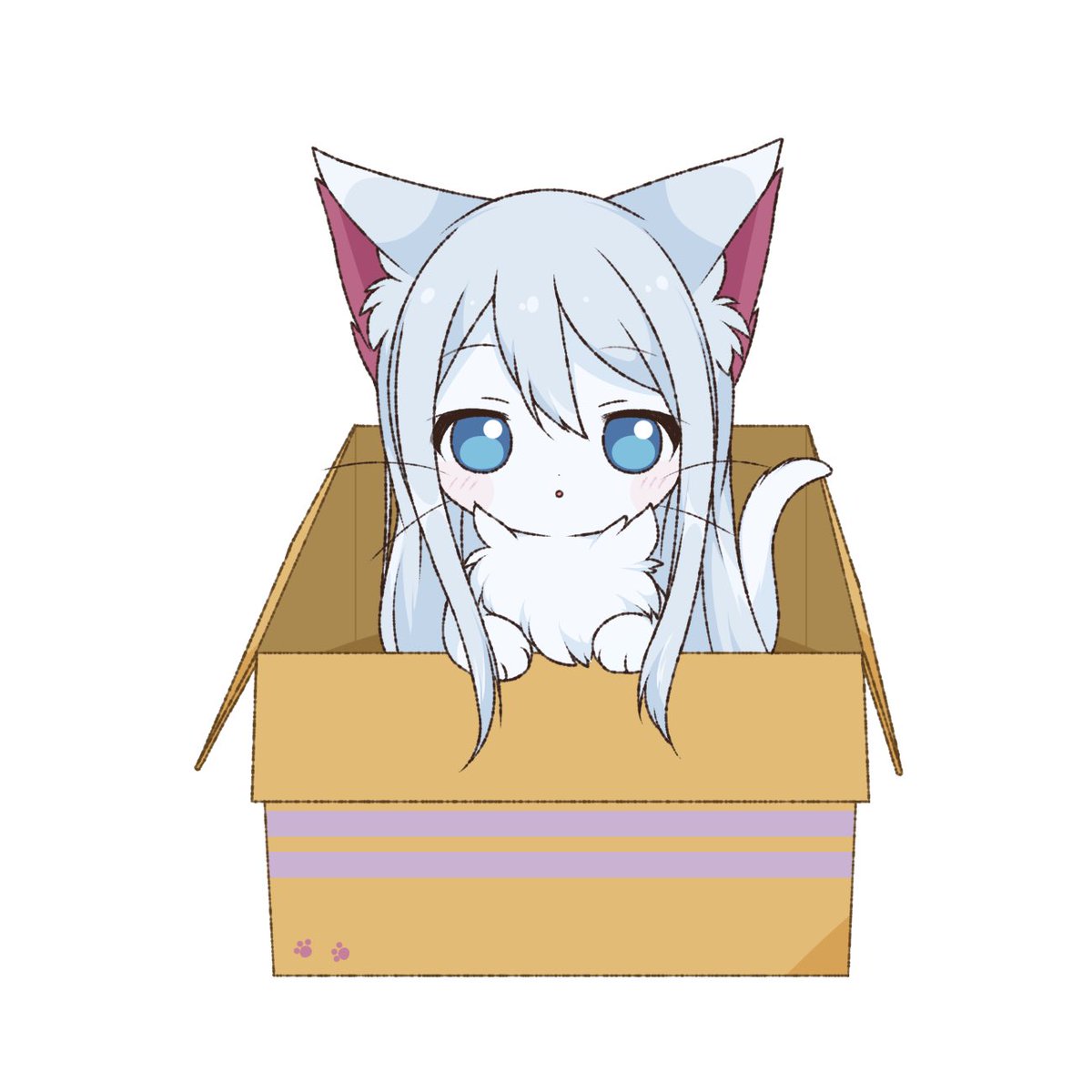 animalization box blue eyes in container in box cardboard box 2girls  illustration images