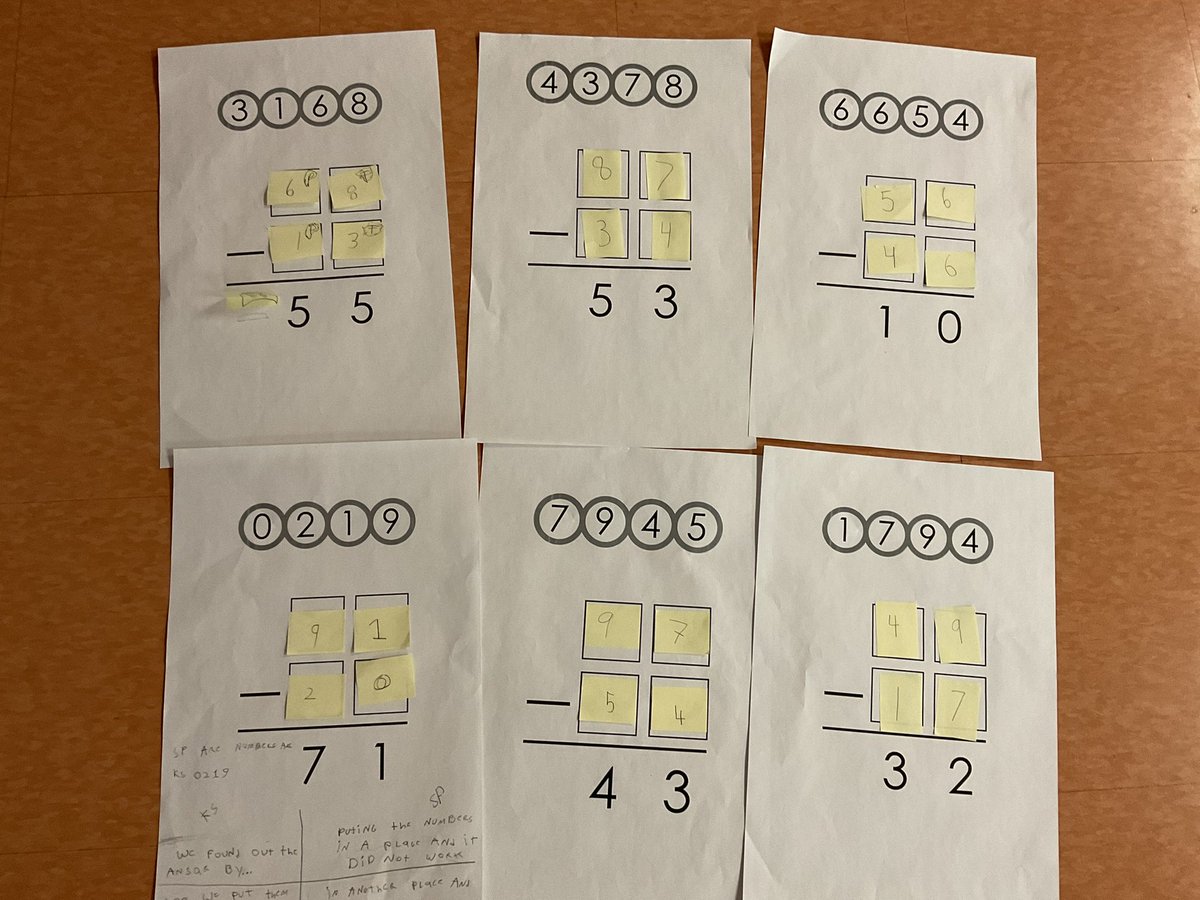 Mrs_StylesOCSB's tweet photo. We tried some subtraction puzzles yesterday. Can we use our strategies to see which numbers go where? Then we presented them to our classmates, and shared what strategies worked for us. #ocsbMath https://t.co/Vil5NV0HC0