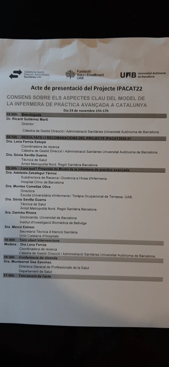 AdelaidaZabale1's tweet photo. Consens sobre els aspectes clau del Model de la Infermera de Pràctica Avançada a Catalunya #IPACAT https://t.co/sN6ub1FPni