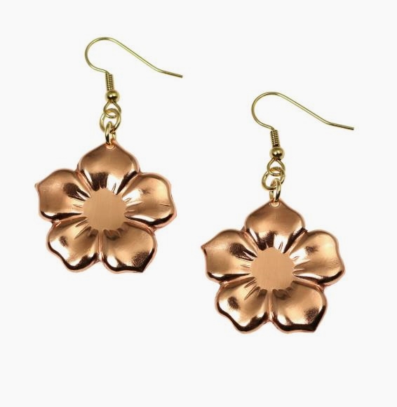 Wonderful Copper Forget Me Not Flower Drop Earrings Shown on John S Brana Handmade Jewelry #JohnSBrana johnsbrana.com/products/coppe… #Copper #SFMade