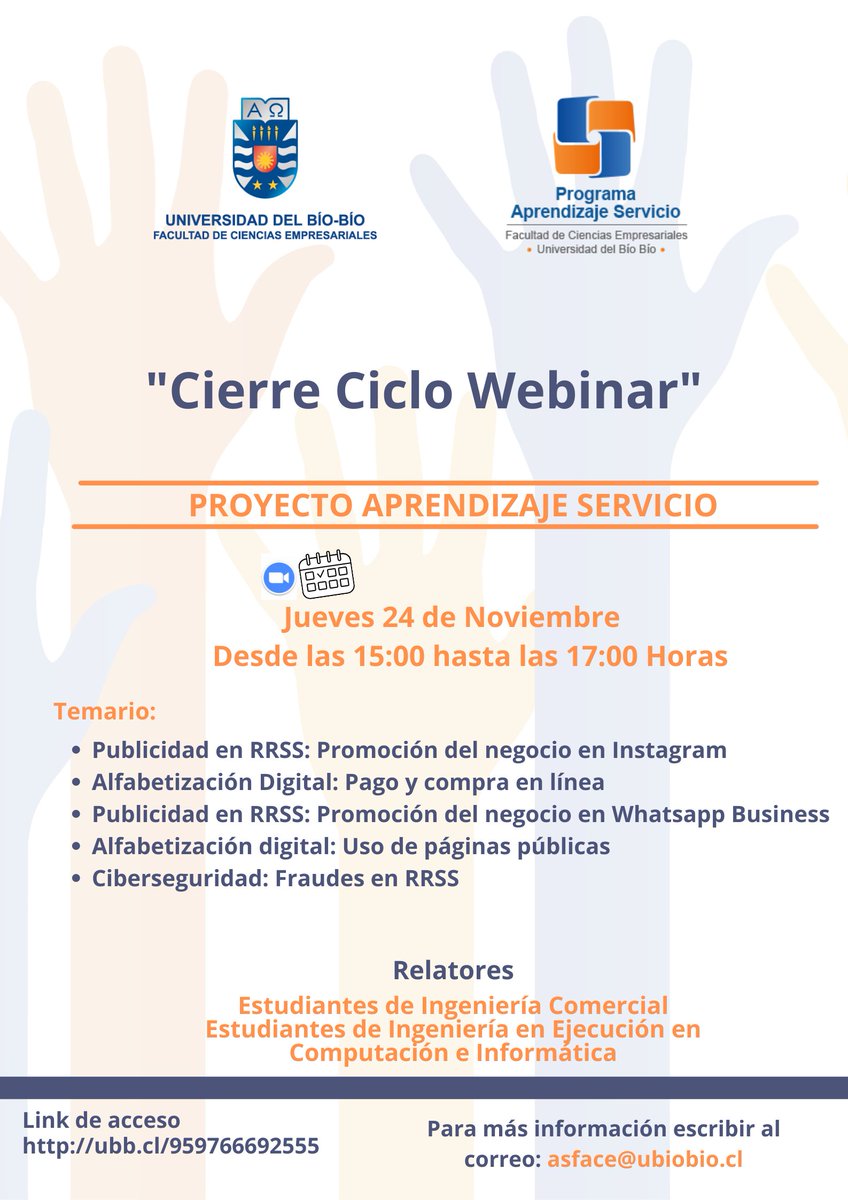 asfaceubb's tweet photo. Hoy finalizamos nuestros cinco talleres de capacitación. Dirigido a mujeres emprendedoras pertenecientes al Programa Jefas de Hogar de la región de Ñuble y Bío Bío y SERNAMEG.
Realizado en conjunto por el Equipo Aprendizaje Servicio y estudiantes de ICO e IECE @faceubb https://t.co/ZSkbha0PbC