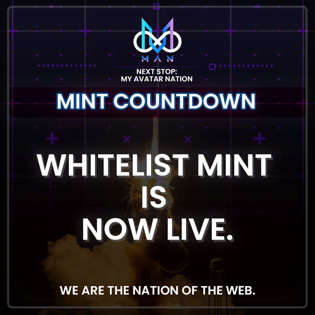 ᴡʜɪᴛᴇʟɪꜱᴛ ᴍɪɴᴛ ɪꜱ ɴᴏᴡ ʟɪᴠᴇ !

ᴍɪɴᴛ ꜱɪᴛᴇ : myavatarnation.io/mint

ᴄᴏɴᴛʀᴀᴄᴛ ꜱɪᴛᴇ : etherscan.io/address/0x4F82…

ᴏᴘᴇɴꜱᴇᴀ : opensea.io/collection/mya…