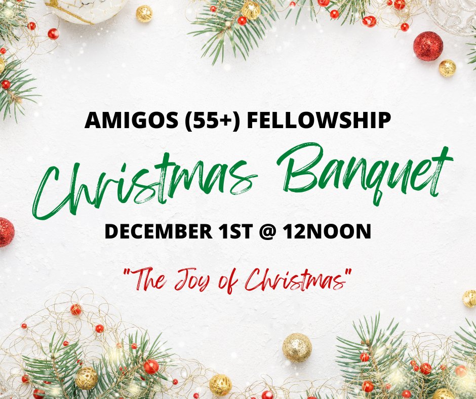 Amigos Fellowship - GT Seniors
CHRISTMAS BANQUET "The Joy of Christmas"

Next Thursday, December 1st at 12noon

Join us for:
- Sylvia Fry in Concert
- Christmas Carol Sing-a-long
- Luncheon

Register online at gtburlington.org/register