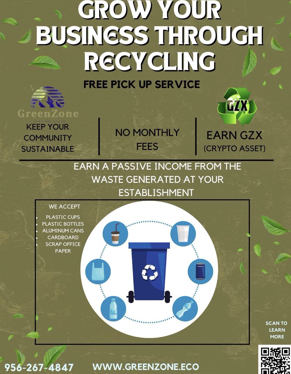 🚨Earn $GZX from waste your Business generates 
FREE WEEKLY PICKUP SERVICE‼️

Receive $GZX🚨 ♻️🌎.  #recycle #gogreen #FreePickup #sustainability #rgv #rgv956 #portisabel #brownsvilletx #ranchoviejotx #growyourbusiness #Globiance #Wanchain #GZX #KYC #XRP #xrparmy #cryptocurrency