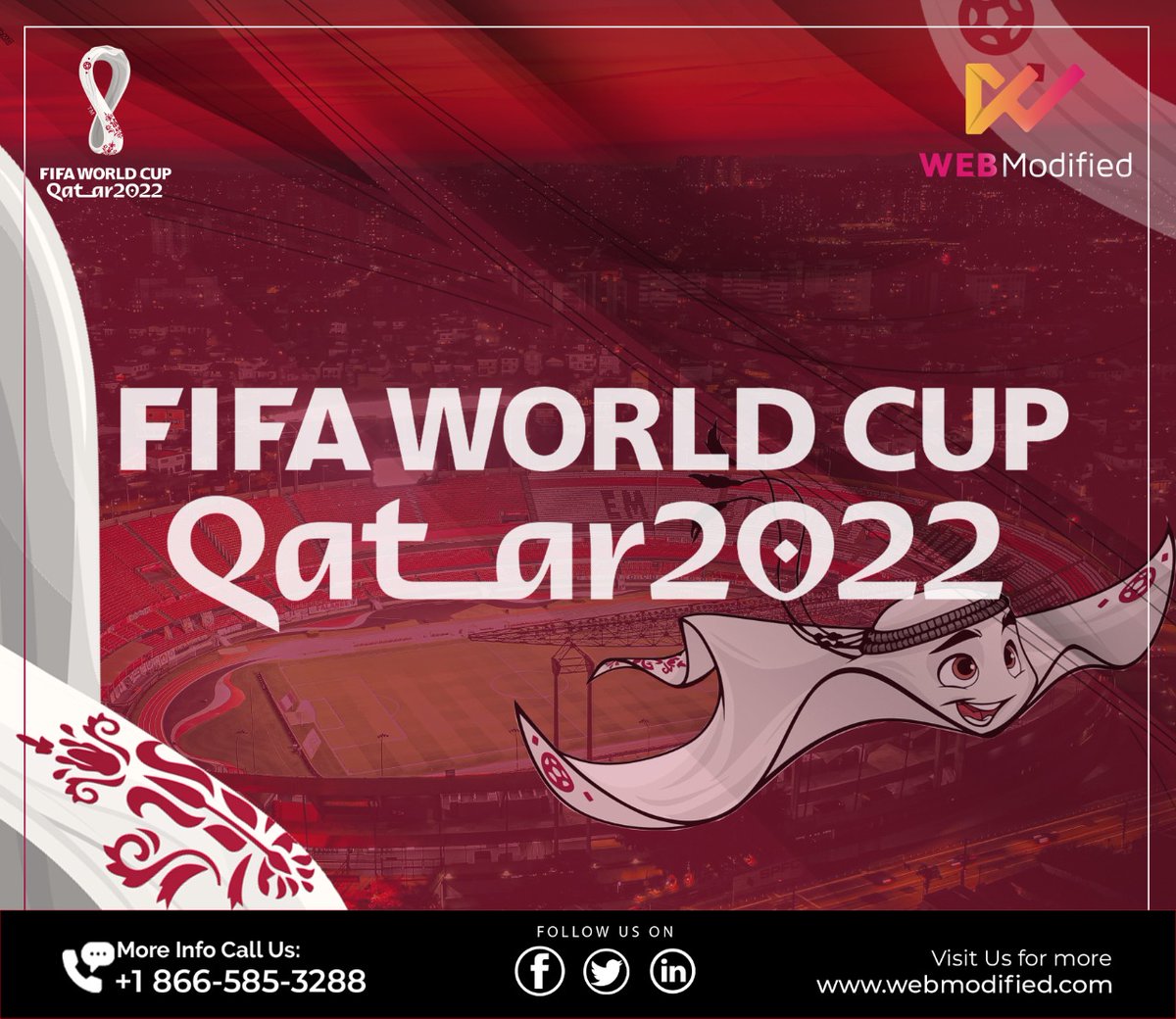 WebModified's tweet image. E-mail: support@webmodified.com
.
Website: webmodified.com
.
Contacts: +1 866-585-3288
.
Facebook: lnkd.in/dUxRvdpp
.
Linkedin:linkedin.com/company/webmod…
#webmodified #FIFAWorldCup  #fifaworldcup2022  #QatarWorldCup2022    
@FIFAWorldCup
