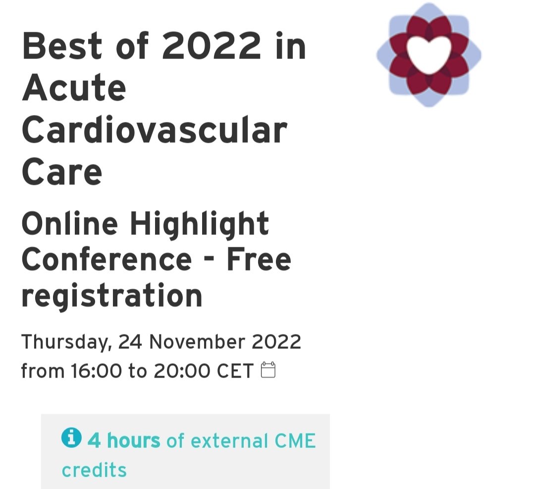 Best of 2022 in #cvacute is about to start !
Don't miss🌟

@ESC_Journals @escardio @ACCinTouch