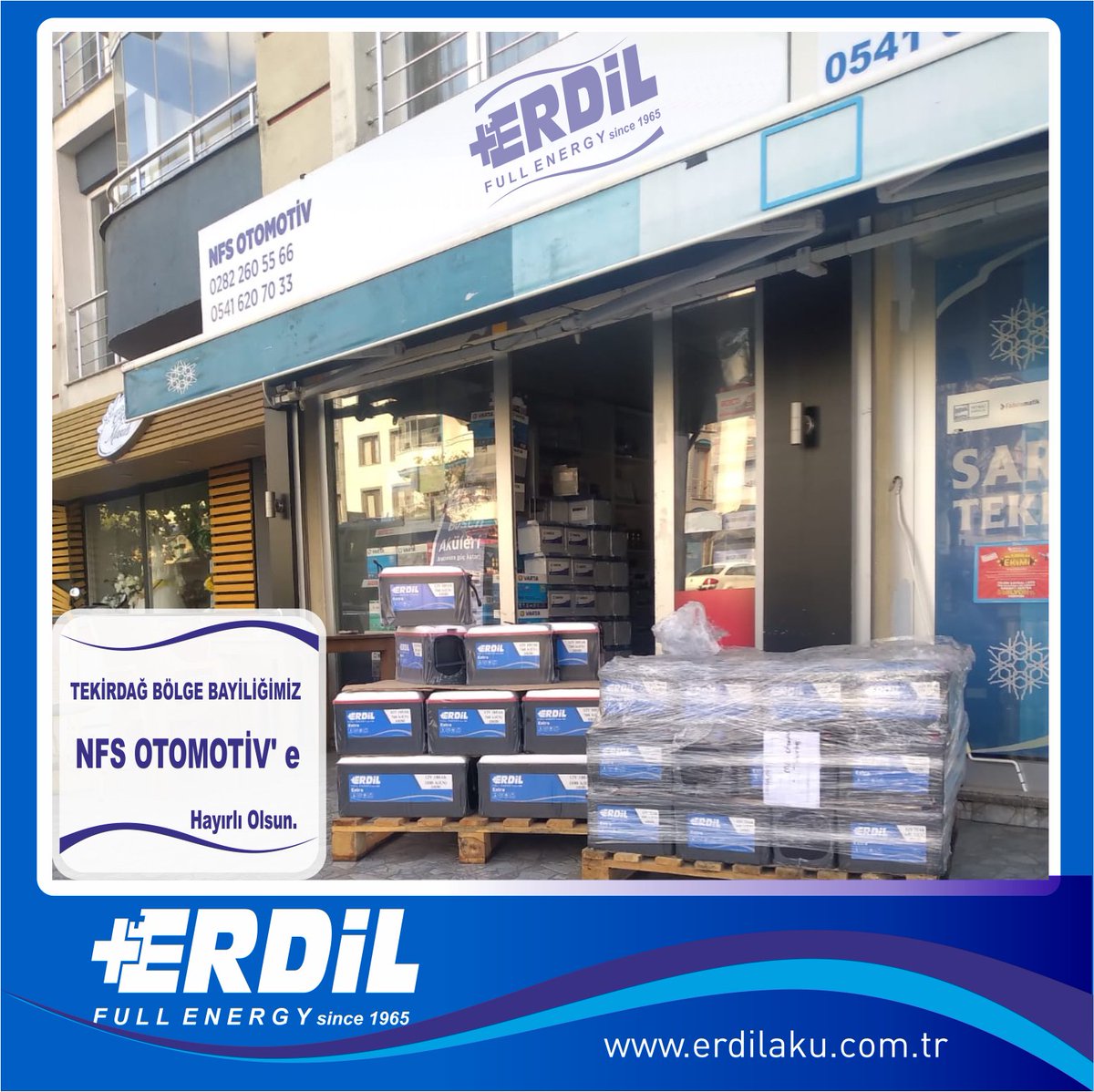 Tekirdağ Bölge Bayiliğimiz NFS OTOMOTİV’e Hayırlı Olsun.  #Akü #Batarya #batarya #jelaku #JisNorm #QualityBattery #LeadAcid #Solar #Traksiyoner #Üretim #aku #JelAkü #başlangıç #jelbattery #dinnorm #jisnorm erdilaku.com.tr