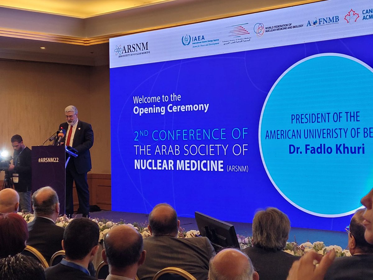 ARSNM5's tweet photo. Live from #ARSNM2022 !
Here are some snaps from our opening ceremony.
President of ARSNM @mbhaidar 
President of AUB @DrFadloKhuri 
and many more special guests https://t.co/hmhKXeTQ3z