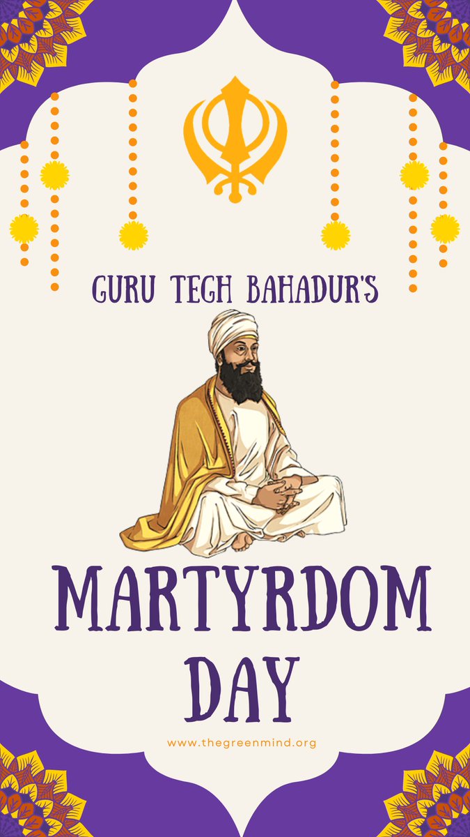 indiatgm's tweet photo. #guruteghbahadurmartyrdomday 

The family of THE GREEN MIND organisation remembers the sacrifice of Guru Tegh Bahadur and is united to confront all religious atrocities prospering within and outside India 🙇🏻‍♂️🙏🏼 https://t.co/OPJFuKb6lU