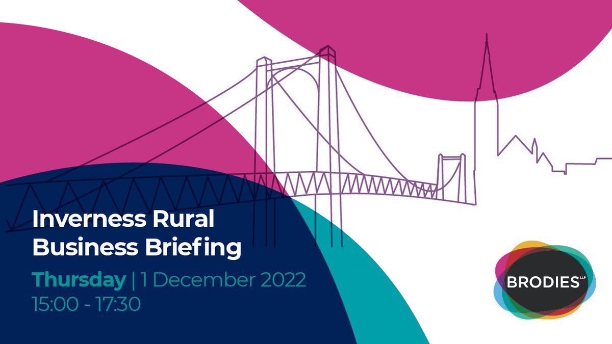 BrodiesRural's tweet photo. Join us next Thursday, 1 December in our new Inverness office for a rural business briefing.  Sign up here https://t.co/BaGH6VTEGV https://t.co/lgGvvXUHQT