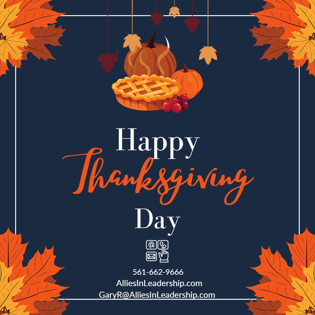 Allies In Leadership wishes everyone a Happy Thanksgiving! Enjoy great times and good food. Be safe! See you next week 😁🦃#mentor #Thanksgiving2022