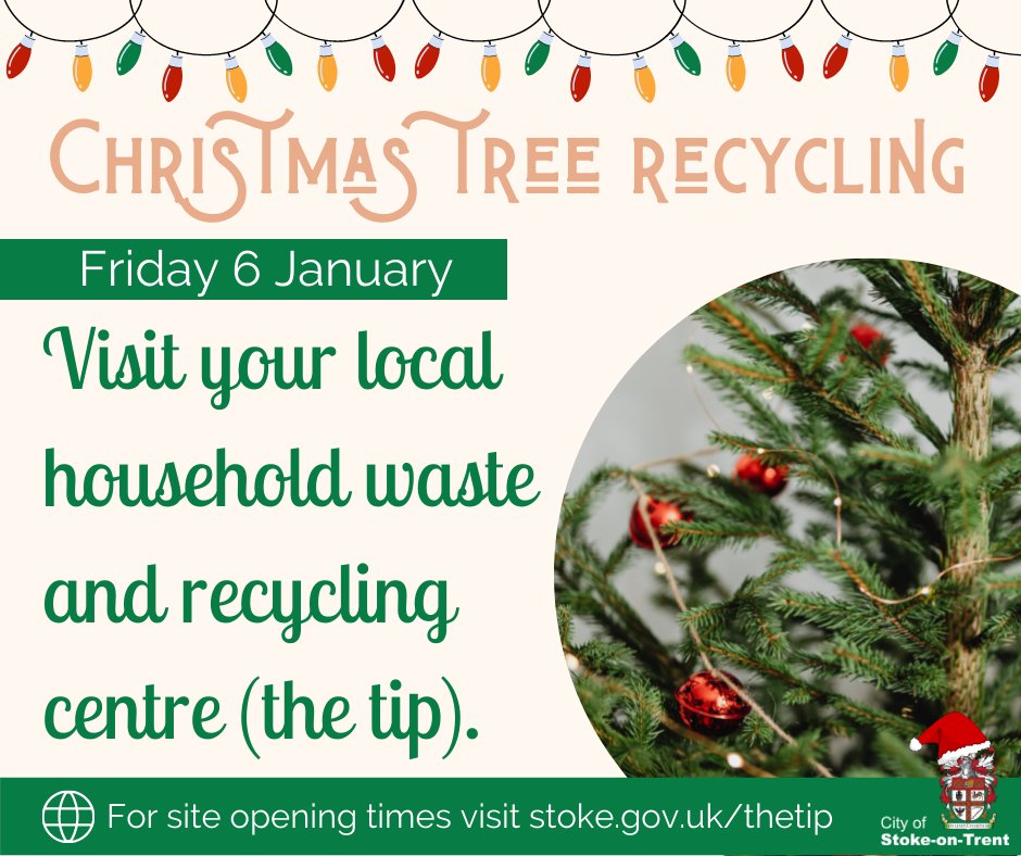 🎄 Wondering where to put your tree after the Christmas decorations are taken down? 📅On Friday 6 Jan all our local tips will be recycling Christmas trees. 🚘Bring yours down so it can be turned into compost and recycled in our local parks.